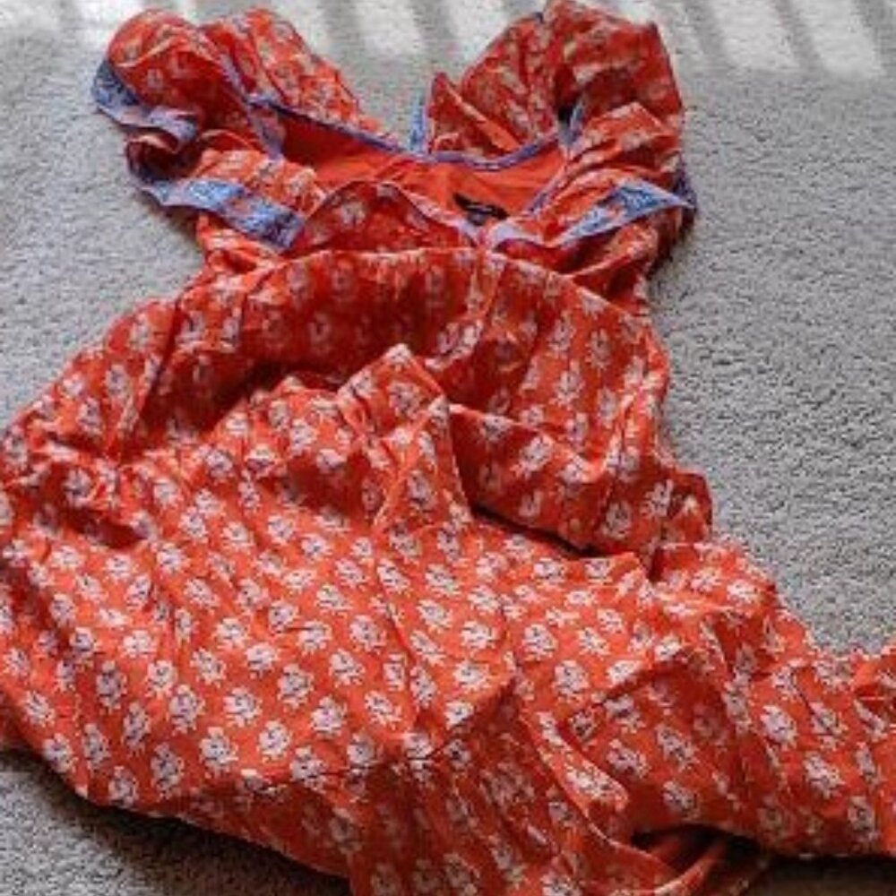 J. Crew Red and Blue Floral Maxi Dress